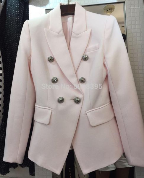 

[elfstyle] - light pink double breasted twilll blazers suit long sleeves 2021 elegant woman office wear fashion high grade women's, White;black