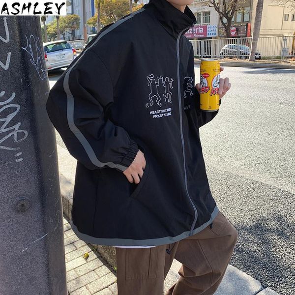 

men's jackets dress spring south korean couples color bump neutral trend casual loose jacket hombre streetwear, Black;brown