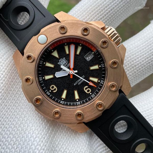 

wristwatches steeldive sd1948s bronze diver watch men 1000m water resistant deep sea automatic mechanical diving luminous dial sapphire, Slivery;brown