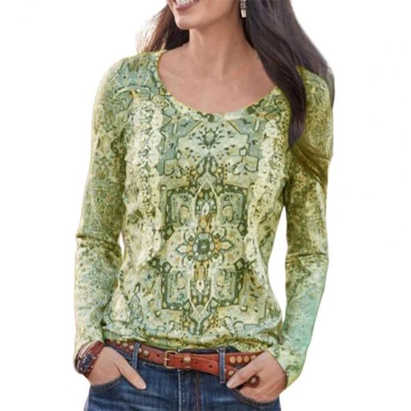 

women's blouses & shirts women blouse vintage ethnic pattern loose autumn female o neck long sleeve elegant office lady party blusas mu, White