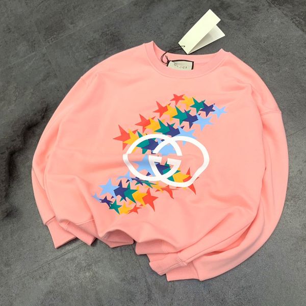 

autumn men's and women's new star printed round neck loose pullover cotton sweater fashion couple's wear, Black