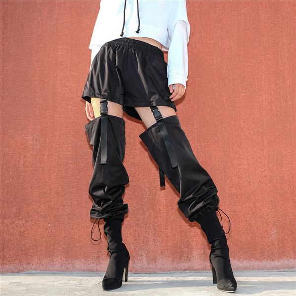 Mulheres Casual Harem Calças Plus Size Black Sweatpants Cargo Elastic Elastic Cintura Calças Senhoras Lápis Pants 210514