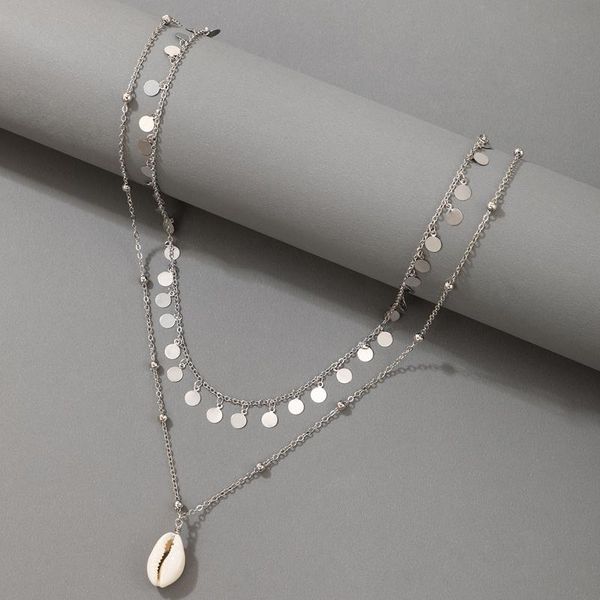 

pendant necklaces charms shell necklace for women trendy round sequins layered adjustable choker bohemian jewelry accessories 18447, Silver