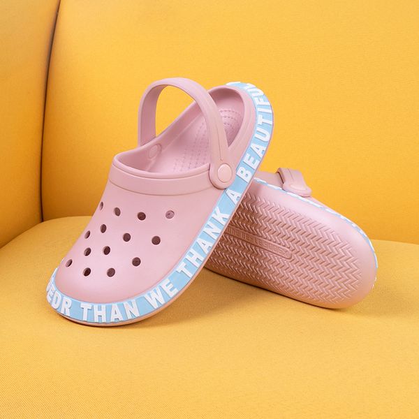 

summer colorful slippers men's casual women's sandy beach hole shoes soft bottom breathable and lightweight lady gentlemen, Black