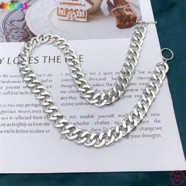 

chains s925 sterling silver necklace 2021 simple smooth horsewhip ot buckle pure argentum fashion neck jewelry for men women