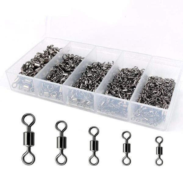 

200/300/400/500pcs/box fishing barrel bearing rolling swivel solid ring lures connector tackle accessories fish tool hooks
