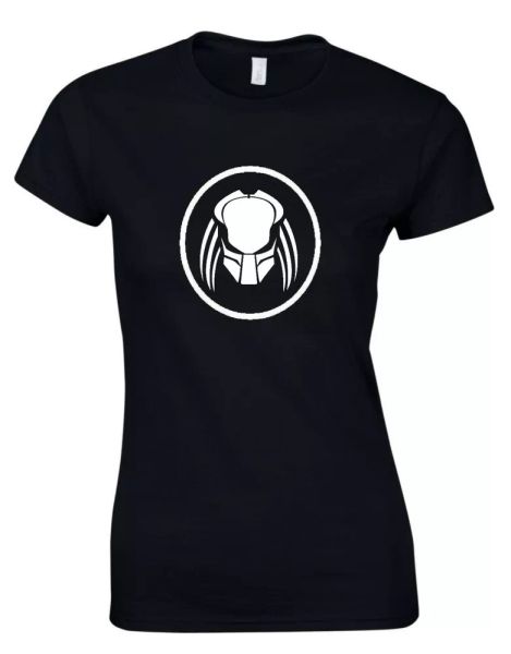 

predator alien inspired cult 80s movie film womens t shirt, White;black