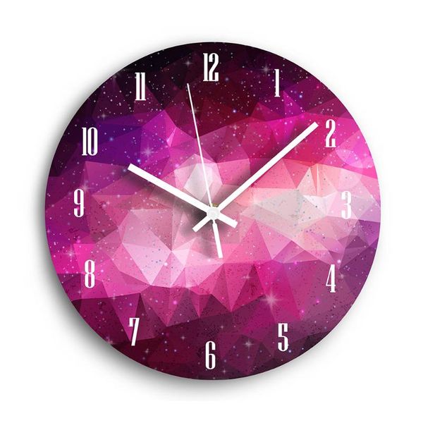 

wall clocks 2021 modern geometry and starry sky clock 12 inch living room household fashion round silent art watch home decor