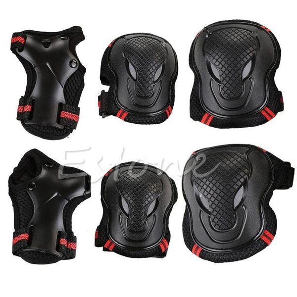 

6pcs set kids skating scooter elbow knee wrist safety pads gear &, Black;gray