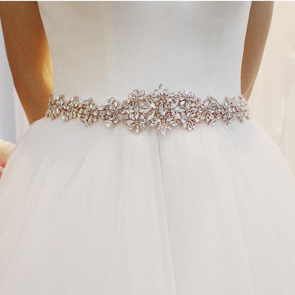 

wedding sashes jonnafe shine rose gold belt and sash rhinestone crystal women waistband dress accessories, White
