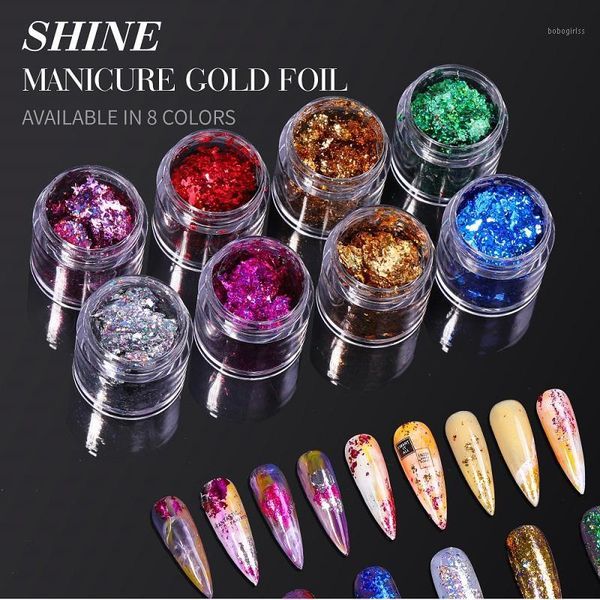 

8 colors ultra-thin sequins colorful nail polish glitter creative art pigments manicure decoration diy accessories1, Silver;gold