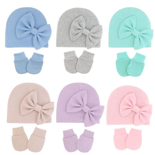 

caps & hats baby warm hat and gloves comfortable cotton born cute girl knot bow winter beanie cap infant accessories, Yellow