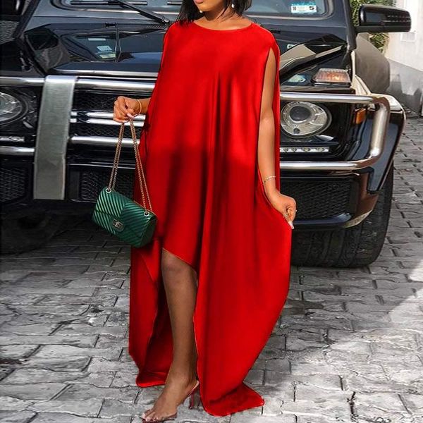 

casual dresses summer satin dress 2021 vonda women o neck sleeveless solid elegant sundress femme, Black;gray