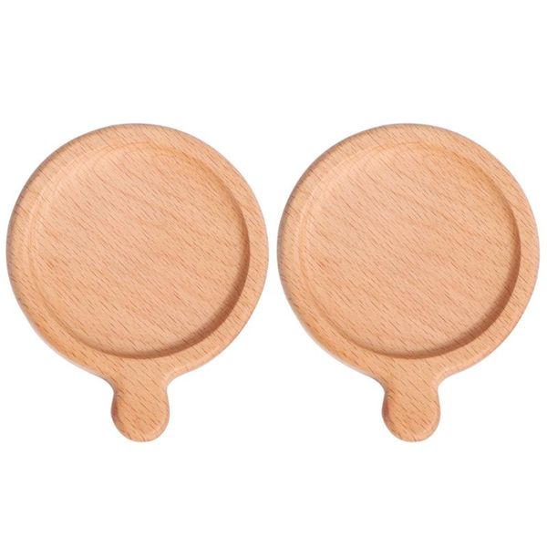 

mats & pads 2pcs wooden japanese style non-slip cup mat heat insulation pad for home restraurant el (beech wood with handle)