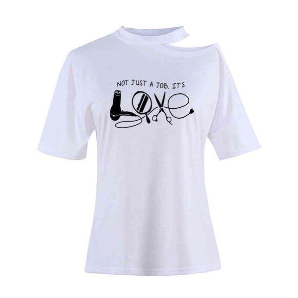 

High Quality Knitted Sunlight Leisure Women T Shirts Hairdresser T Shirt Humorous Top Tee Plus Size Shirts Femme Clothes Blusas, White