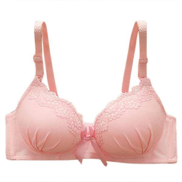 

bras women solid lace bra lingerie underwear wireless seamless plus size super gathering padded push up for, Red;black