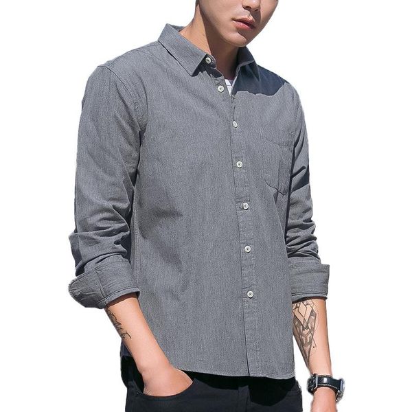 

men's casual shirts luclesam men japanese cotton dress shirt mens long sleeve button up brushed blouse camisa masculina, White;black