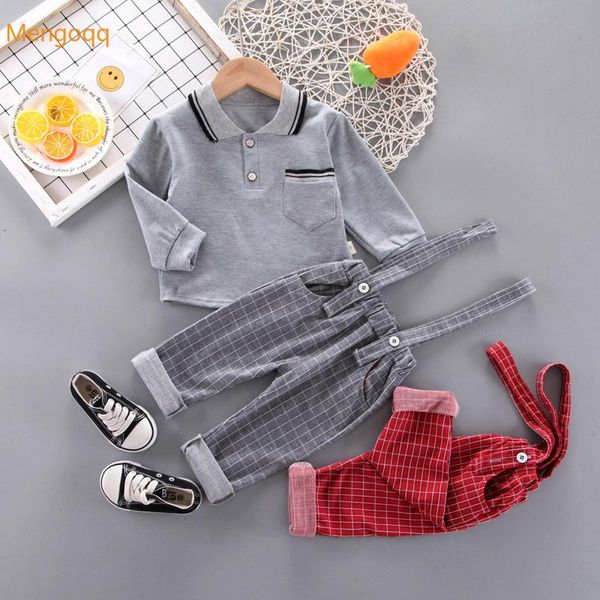 

clothing sets toddler kids baby boys autumn long sleeve t-shirts strap pants overalls children casual clothes set 2pcs 6m-4y, White