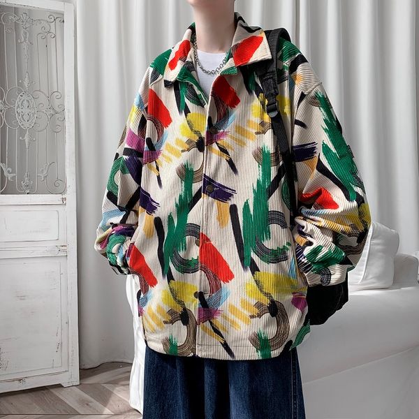 

men's jackets corduroy jackets, loose stamped and casual fashion for autumn winter , thick black/khaki clothes 5iq1, Black;brown