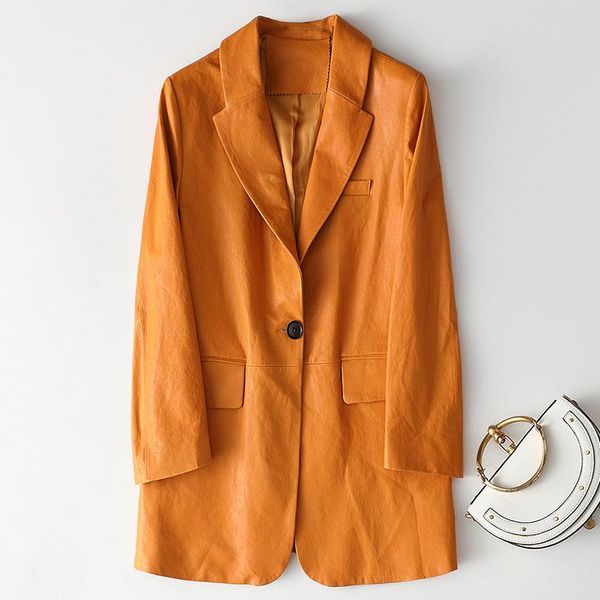 

women's leather & faux tcyeek 100% natural sheepskin coat female streetwear genuine jacket women korean office ladies real jackets zy04, Black