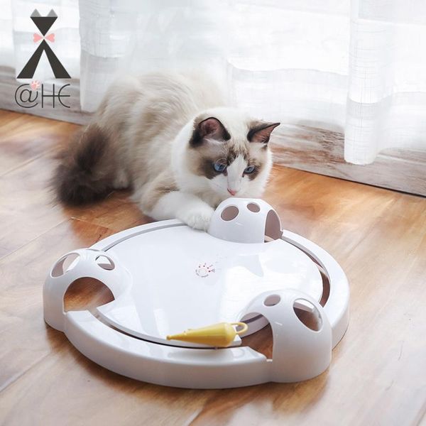 

cat toys @he funny interactive pet automatic rotating play teaser plate mice catch toy electric playing exercise