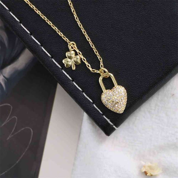 

special offer 2021 luxury designer jewelry display love small lock necklace 2021 new micro inlaid zircon clavicle chain women's luxury, Silver