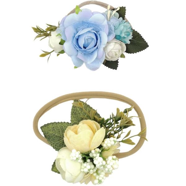 

hair accessories 20pcs/pack satin faux flower nylon headband 2021 ly arrival crown infant accessory kidocheese, Slivery;white