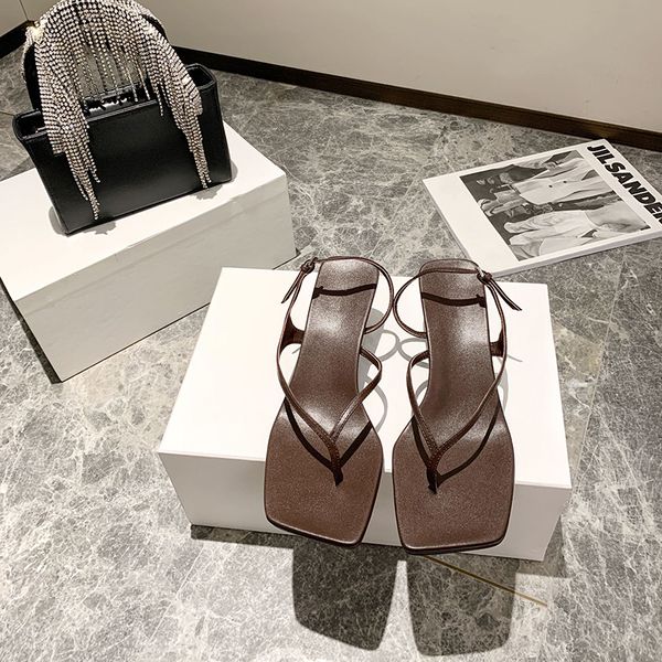 

luxury designer women beach slip on slides genuine leather sandals slippers studs sandal heel 6.5cm outdoor casual flip flops brown, Black