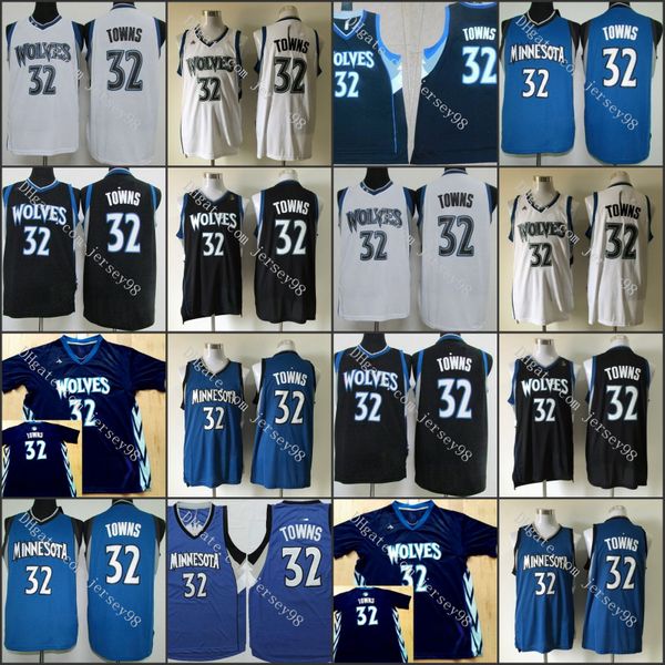 

minnesota timberwolves men #32 karl-anthony towns retro basketball jersey, Black