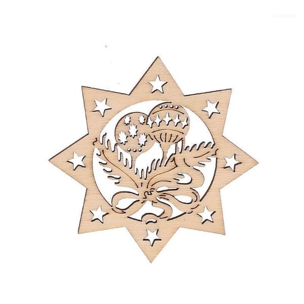 

christmas decorations 10pcs carve wooden five-pointed star hanging pendant decoration1