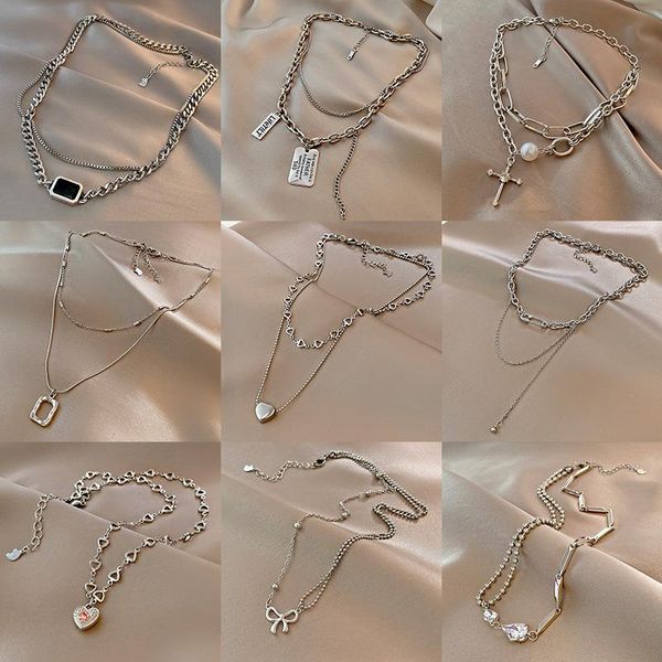 

chains fashion simple titanium steel necklace personality hip hop temperament pendant cool wind niche versatile clavicle chain, Silver