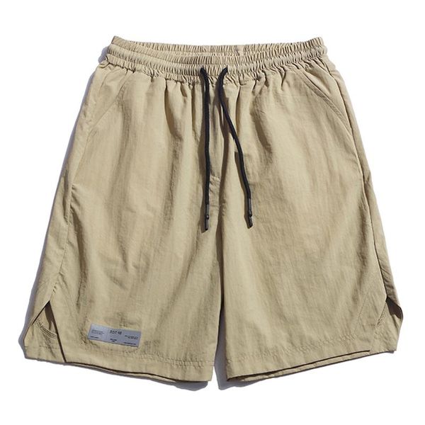 

men's shorts cargo hip hop harajuku solid color multi pockets baggy jogger short pants mens loose streetwear elastic waist, White;black