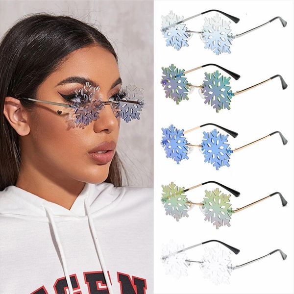 

fashion rimless snowflake sunglasses novelty unique party eyeglasses fun glasses eyewear decorations accessories for unisex, White;black