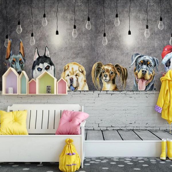 

wallpapers drop custom 3d po wallpaper modern minimalist nordic cute puppy animal personality children room wall paper