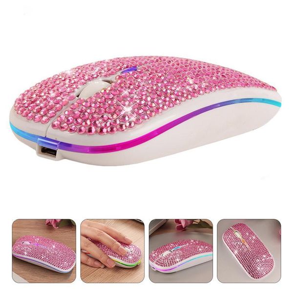 

mice 1pc wireless double mode charging mouse with rhinestone decor laptop