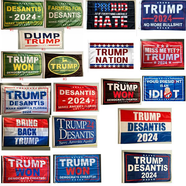 Donald Trump Flags 3x5 Ft 2024 Faça América Flórida Desantis Bandeira EUA Presidente Trump Won Bandeira Bandeira Cyz3270 Ocean Frete