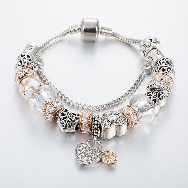 

charm bracelets annapaer 2021 catena design european style gifts for woman chain & bangles diy jewelry pulseras b16077, Golden;silver
