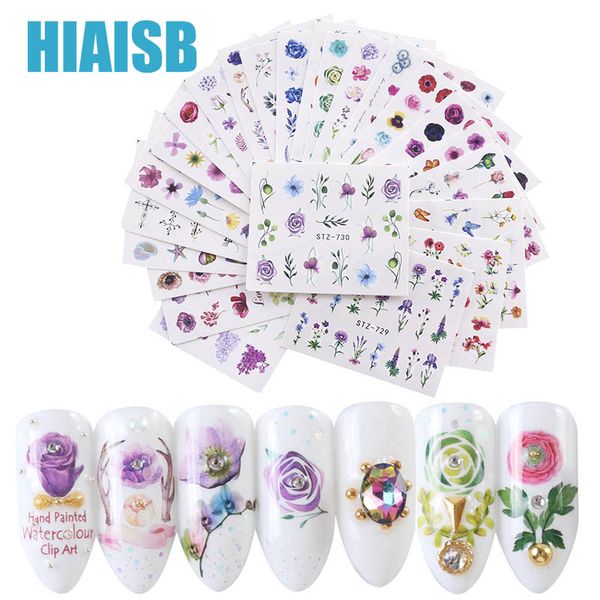 

24pcs nail sticker kit flowers butterfly cartoon patterns art decoration supplies water decals printing for nails with tweezers, Black
