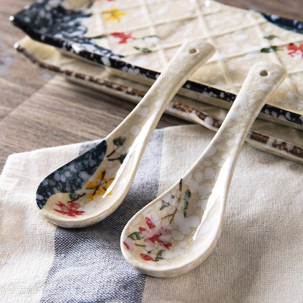 

spoons japanese-style ceramic spoon children's rice kitchen tableware stir soup serving