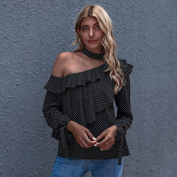 

autumn and winter 2021 new off shoulder women's casual long sleeves, White