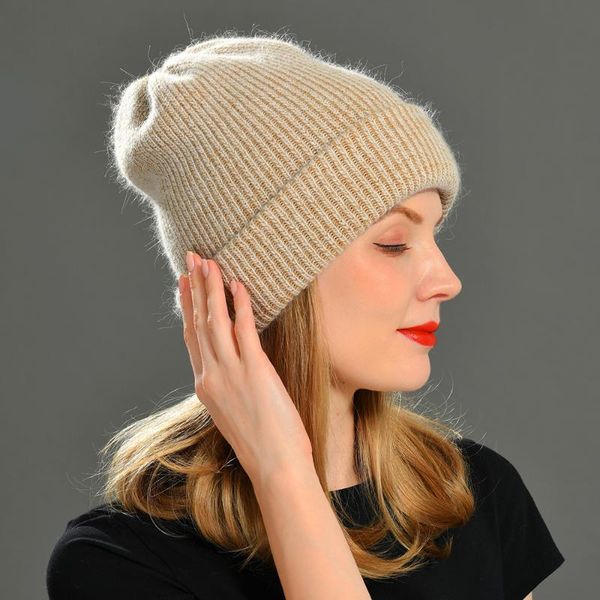 

beanies for 2021 winter hat women cashmere knitted thick warm vogue ladies wool angora female beanie hats