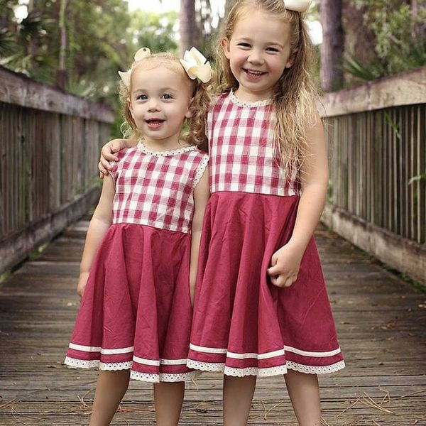 2021 Grid Baby Mädchen Kleid Kinder Kleinkind Kleid Infantil Menina Roupas Menina Kostüm Kinder Mädchen Sommer Kleid Vestido Infantil Q0716