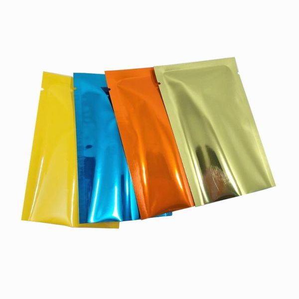 

gift wrap 200pcs/lot glossy colors flat aluminum foil packaging bag mylar dried flower food vacuum heat seal open pack 8*12cm