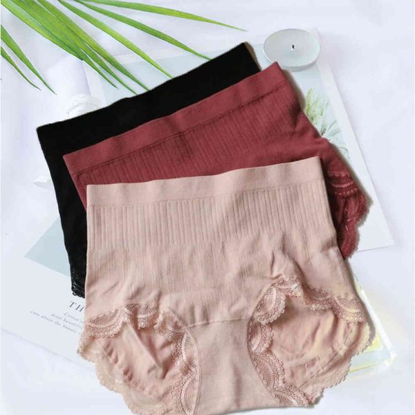 

underwear bamboo fiber tingmei waist abdominal hip breathable lace briefs, Black;pink