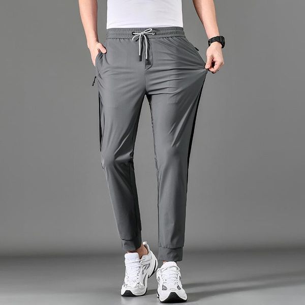 

men's pants sport zipper pockets men drawstring lightweight athletic pant quick dry for running workout casual track trousers, Black