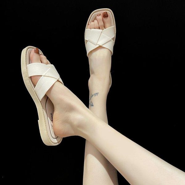 

summer women's shoes fashion flat bottomed outdoor indoor house slippers flip flop sandals, Black