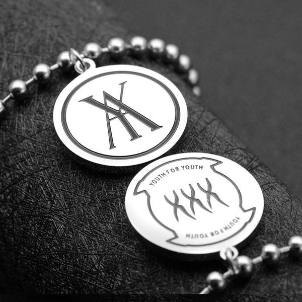 

pendant necklaces beads necklace men stainless steel steampunk fashion round card net red coins jewelry for neck, Silver