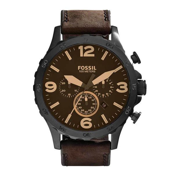 

wristwatches men's nate quartz stainless steel with brown leather strap casual watch for men jr1487, Slivery;brown