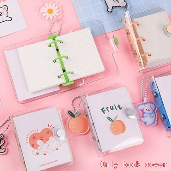 

notepads creative cute transparent 3 ring mini pvc loose-leaf hand book student, Purple;pink