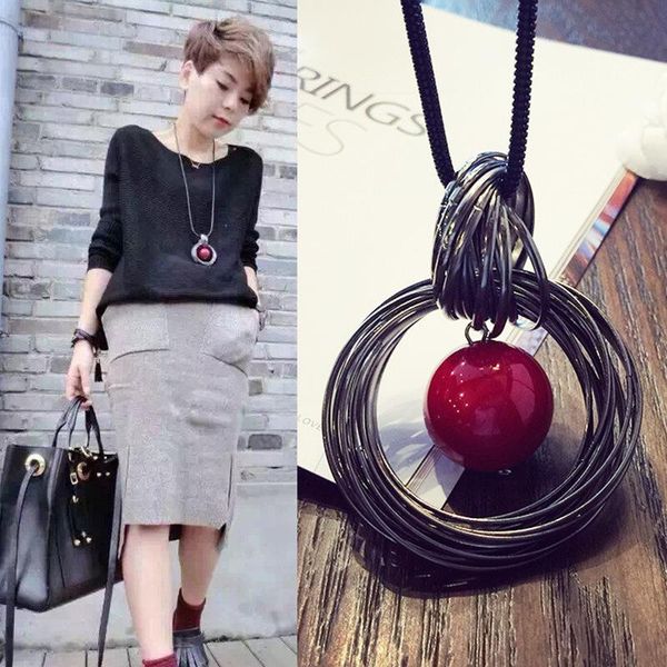 

pendant necklaces women drop long paragraph sweater chain decorative crystal necklace, Silver
